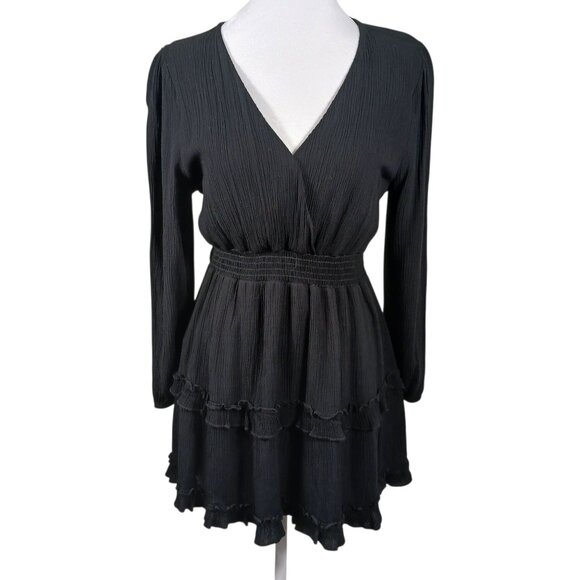 Altar'd State Black Tiered Mini Dress, "Lexley" Size Medium, Whimsey Goth, Party - Picture 1 of 16